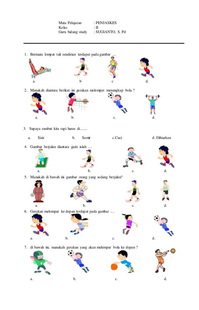 Contoh soal penjaskes kelas 1 sd semester 2 STAIMMKML ac id