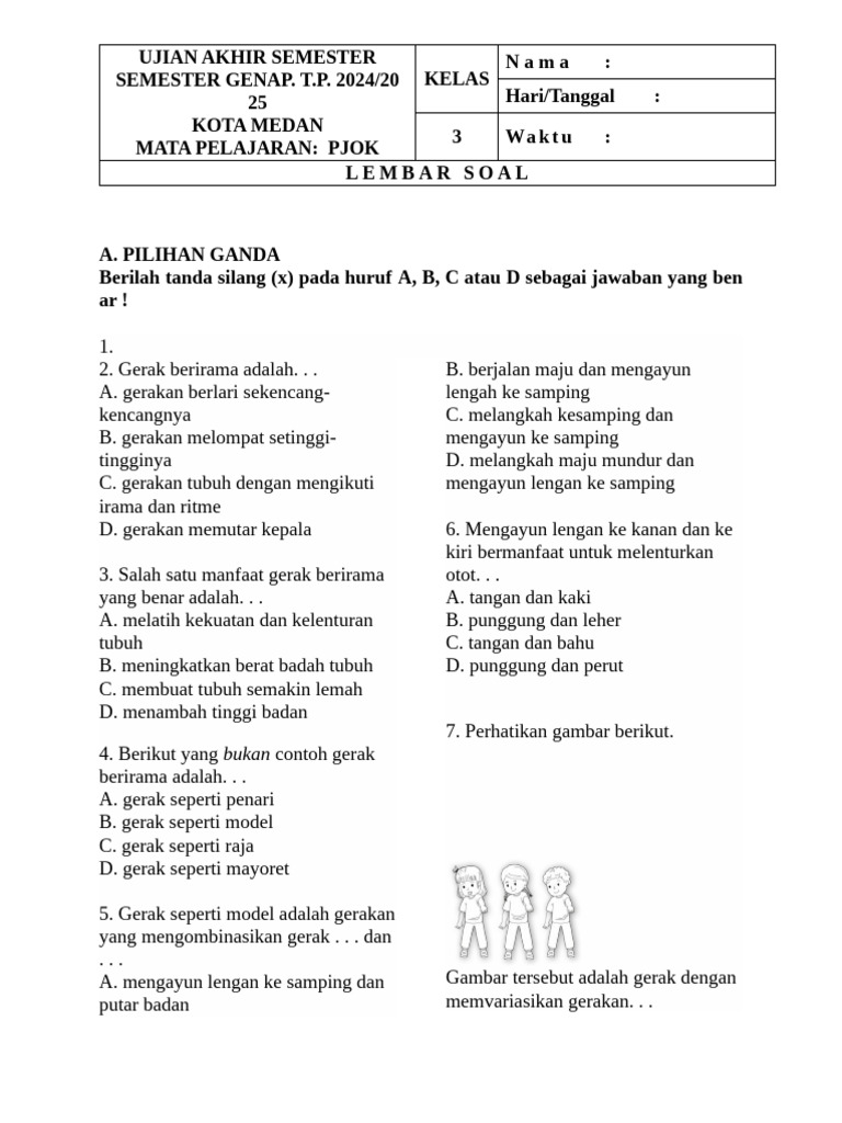 Bocoran 35 Contoh Soal PJOK Kelas 3 Semester 2 Terbaru 2026 yang Sering Keluar di Ujian Bocoran 35 Contoh Soal PJOK Kelas 3 Semester 2 Terbaru 2026 yang Sering Keluar di Ujian