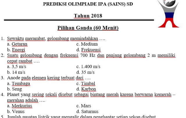 Mengasah Logika dan Rasa Ingin Tahu Contoh Soal Olimpiade Sains SD