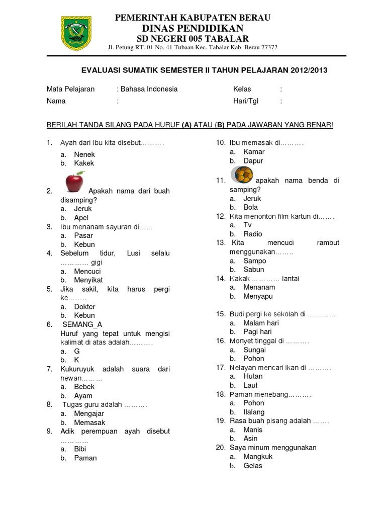 5 Contoh Soal Bahasa Kelas 1 Semester 2 yang Sering Muncul, Simak Kunci Jawabannya 5 Contoh Soal Bahasa Kelas 1 Semester 2 yang Sering Muncul, Simak Kunci Jawabannya