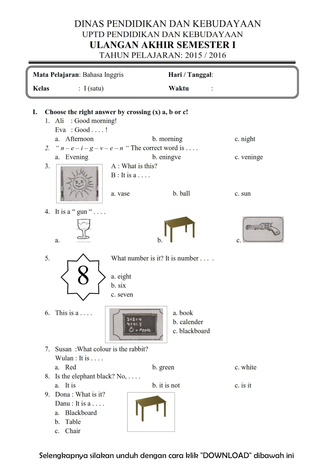 Daftar Lembar Kerja Soal Bahasa Inggris Kelas 2 SD Semester 1 Siap Cetak, Wajib Punya Daftar Lembar Kerja Soal Bahasa Inggris Kelas 2 SD Semester 1 Siap Cetak, Wajib Punya