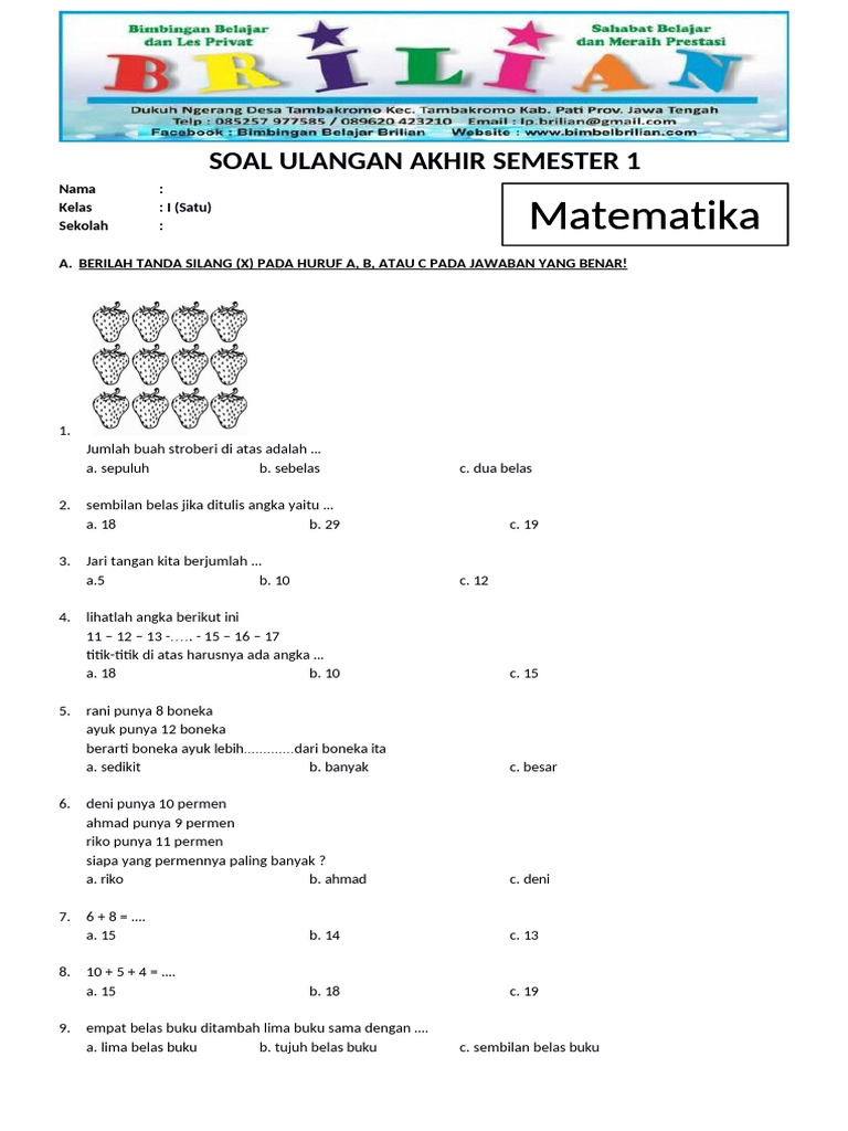 5 Fakta Mengejutkan Soal Matematika Semester 2 Kelas 1 yang Sering Salah Dipahami 5 Fakta Mengejutkan Soal Matematika Semester 2 Kelas 1 yang Sering Salah Dipahami