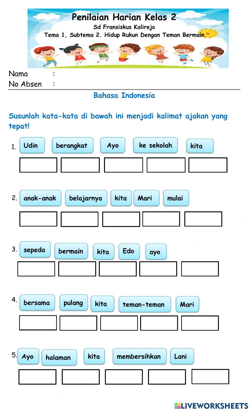 5 Soal Menyusun Kalimat Kelas 2 SD yang Terbukti Bikin Anak Paham Materi Bahasa Indonesia 5 Soal Menyusun Kalimat Kelas 2 SD yang Terbukti Bikin Anak Paham Materi Bahasa Indonesia