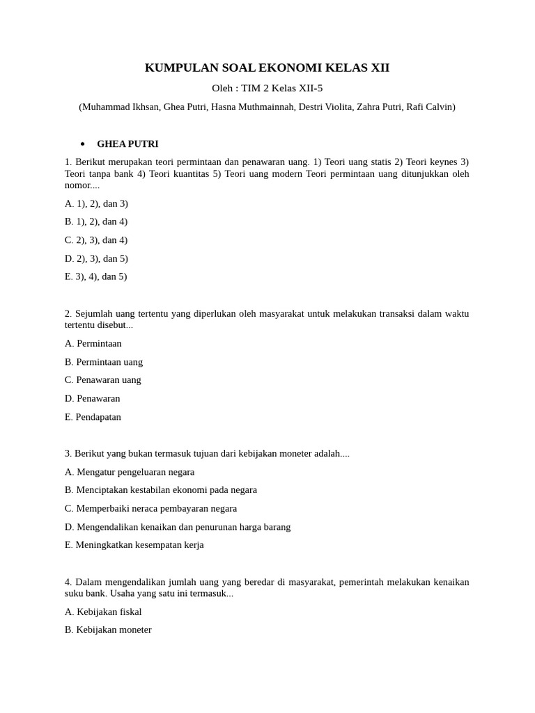 5 Contoh Soal PTS 1 Ekonomi Kelas XII Kurikulum 2013 Essay yang Wajib Dikuasai Sebelum Ujian 5 Contoh Soal PTS 1 Ekonomi Kelas XII Kurikulum 2013 Essay yang Wajib Dikuasai Sebelum Ujian