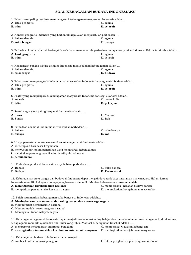 Soal Keragaman Budaya Idnonesiaku PDF Soal Keragaman Budaya Idnonesiaku PDF