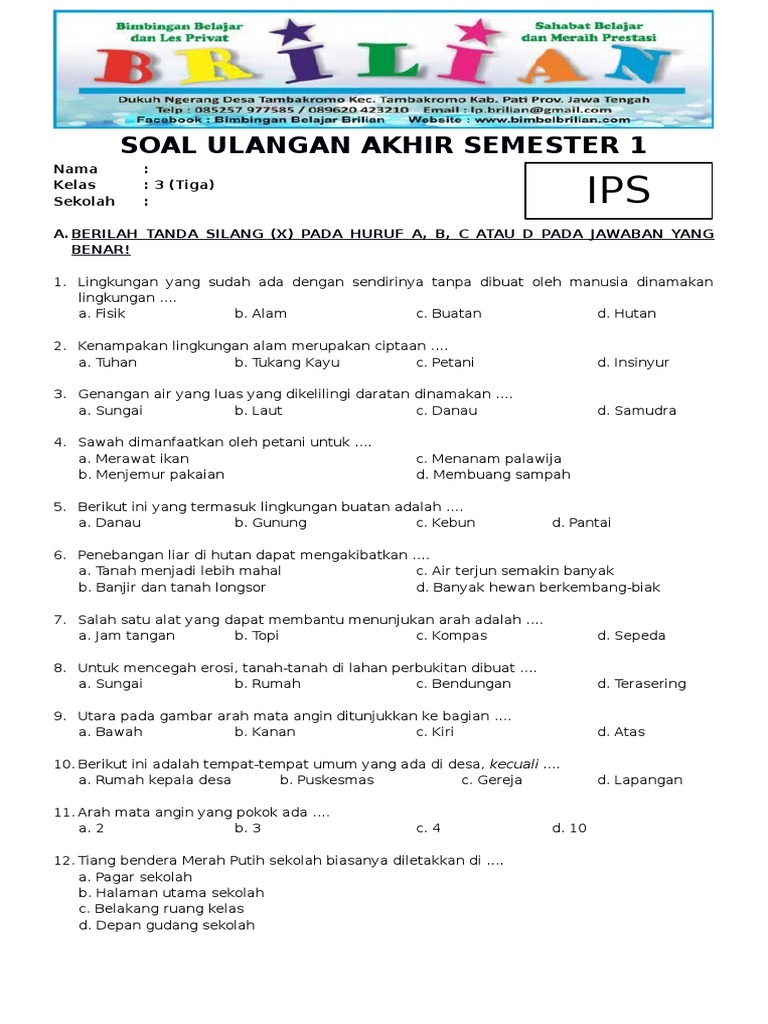 7 Contoh Soal IPS Kelas 3 SD Semester 2 PDF yang Sering Muncul di Ulangan Harian, Wajib Tahu