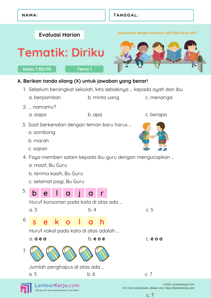 7 Contoh Soal Pre Test Siswa Baru SD Kelas 1 yang Wajib Dikuasai Orang Tua Sebelum Hari Pertama Masuk Sekolah