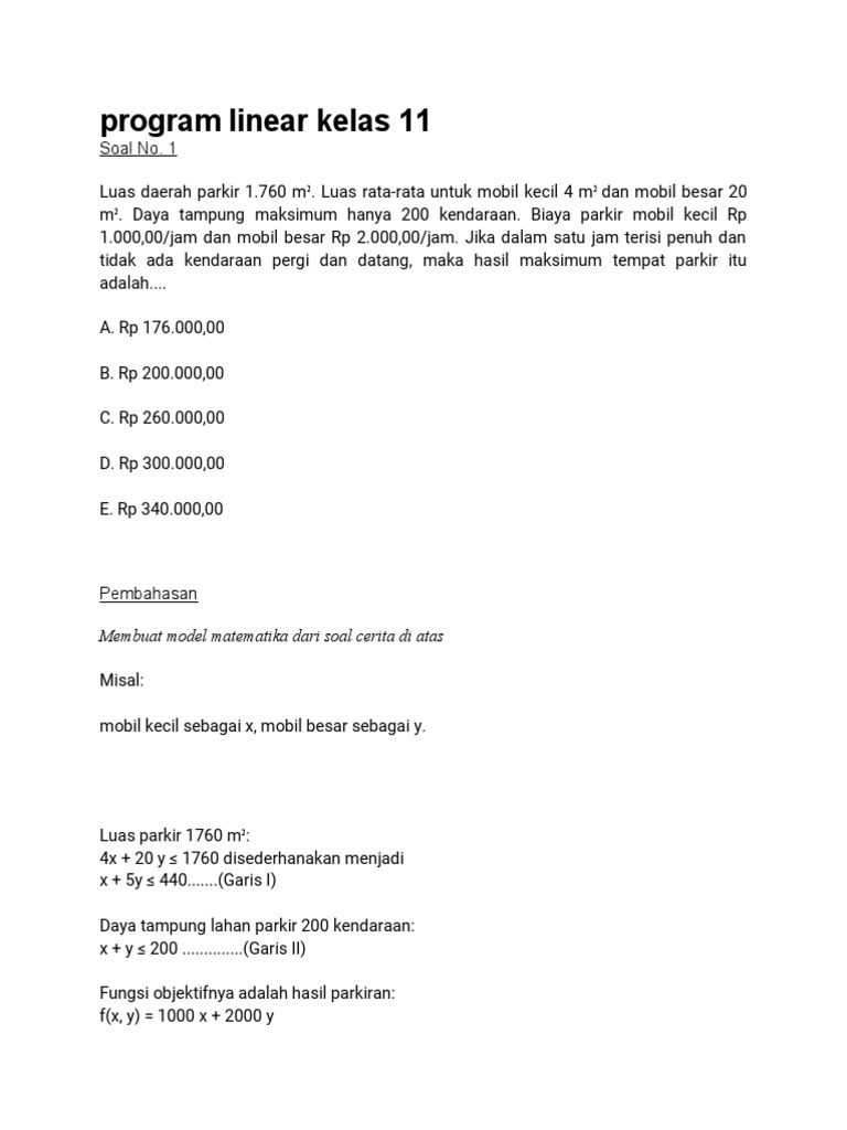 7 Contoh Soal Program Linear Kelas 11 Semester 1 dan Pembahasan Lengkap yang Wajib Dikuasai Sebelum Ulangan 7 Contoh Soal Program Linear Kelas 11 Semester 1 dan Pembahasan Lengkap yang Wajib Dikuasai Sebelum Ulangan