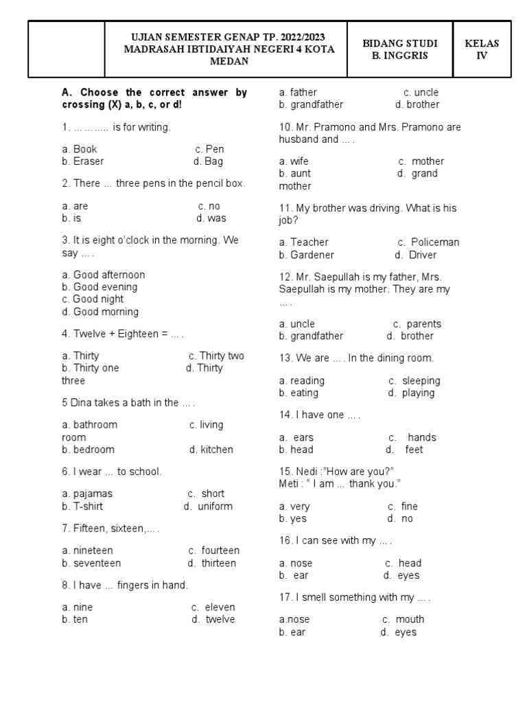 7 Cara Kerjakan Soal Bahasa Inggris Kelas 4 Semester 2 yang Wajib Tahu Sebelum Ujian 7 Cara Kerjakan Soal Bahasa Inggris Kelas 4 Semester 2 yang Wajib Tahu Sebelum Ujian