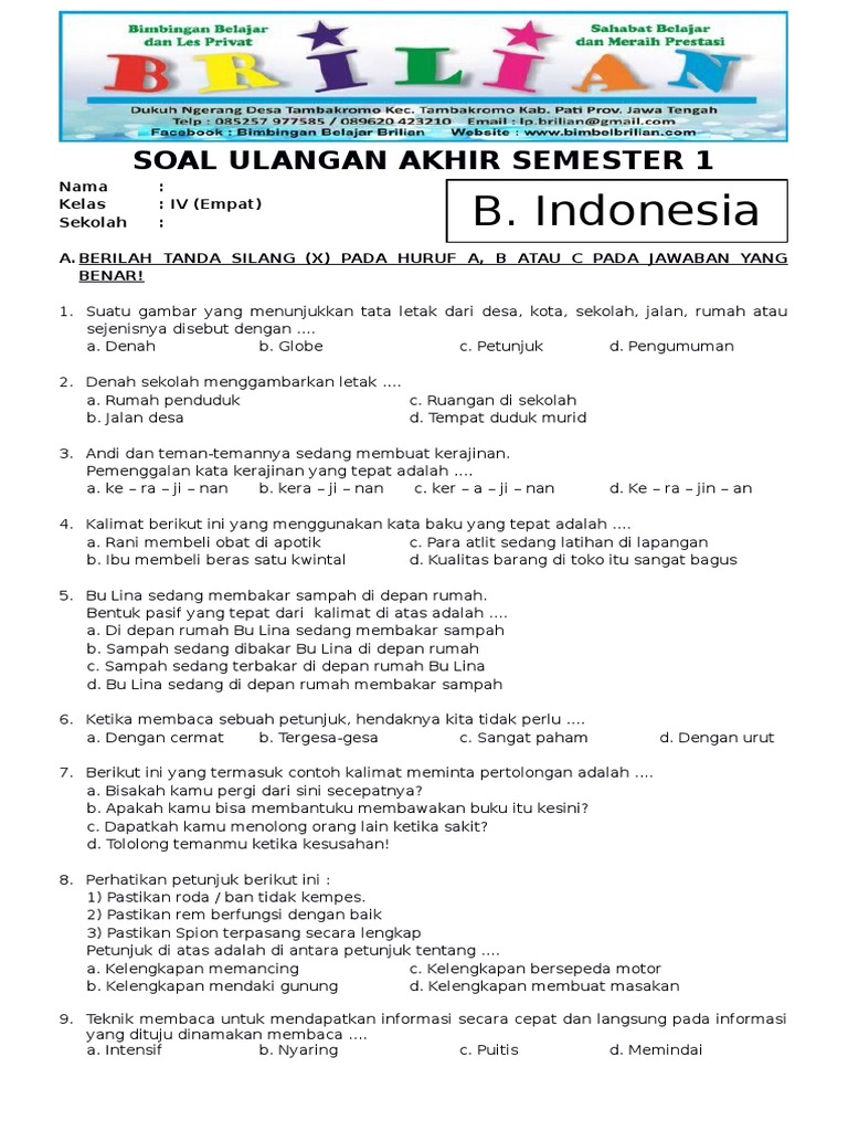 Terbukti Efektif! 7 Tips Kuasai Latihan Soal Bahasa Indonesia Kelas 4 Semester 1 Ujian Terbukti Efektif! 7 Tips Kuasai Latihan Soal Bahasa Indonesia Kelas 4 Semester 1 Ujian