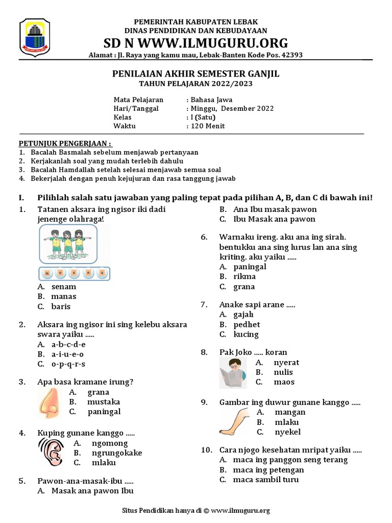 Latihan soal bahasa jawa sd kelas 1 semester 2 ini terbukti ampuh buat persiapan ujian Latihan soal bahasa jawa sd kelas 1 semester 2 ini terbukti ampuh buat persiapan ujian