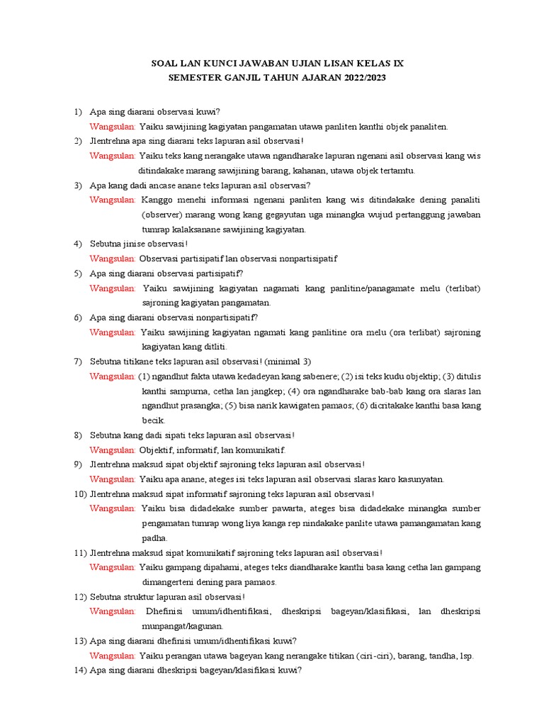 Rahasia Lulus Ujian dengan Kumpulan soal bahasa jawa kelas 9 semester 1 Terupdate Rahasia Lulus Ujian dengan Kumpulan soal bahasa jawa kelas 9 semester 1 Terupdate