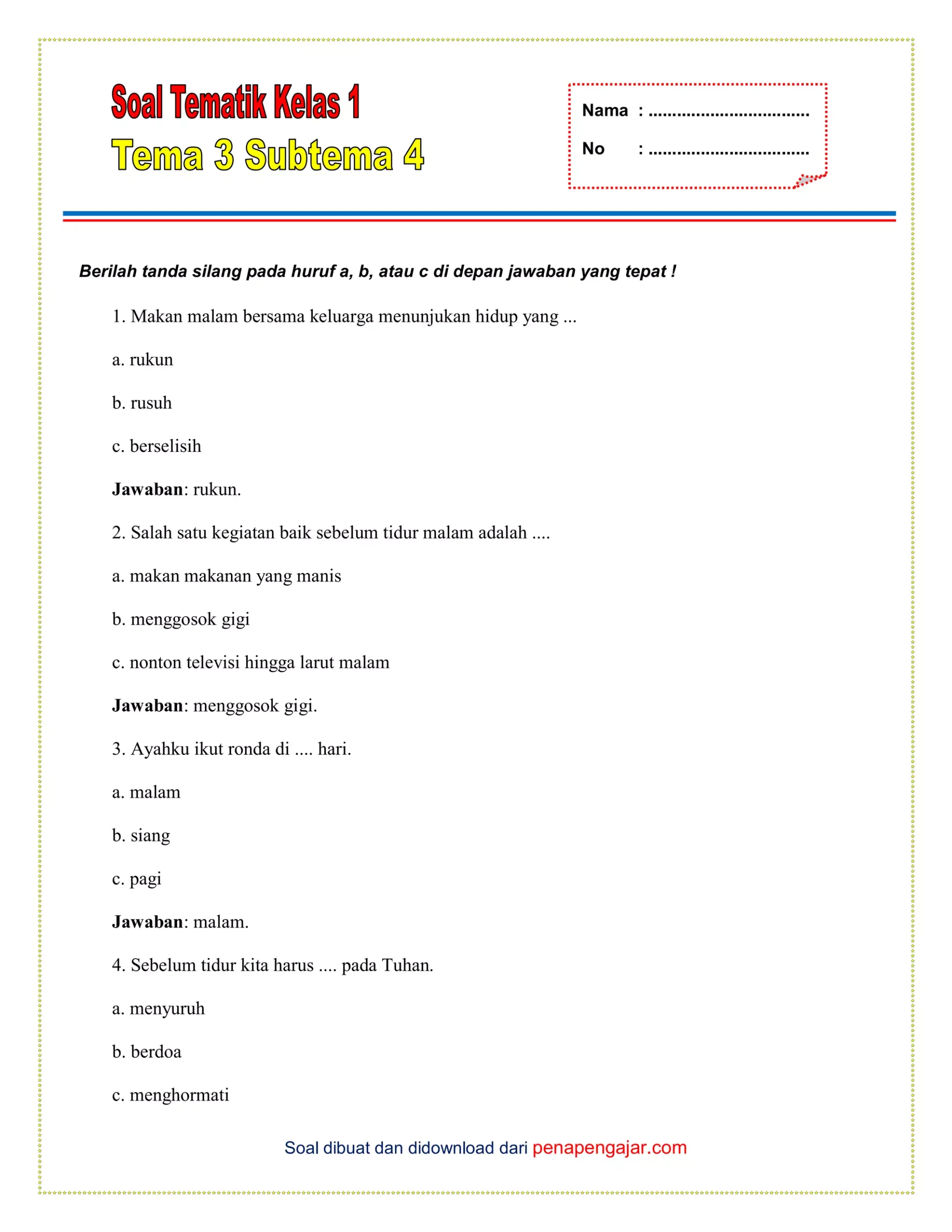 Rahasia Menjawab soal tema 4 kelas subtema 3 dengan Cepat dan Tepat
