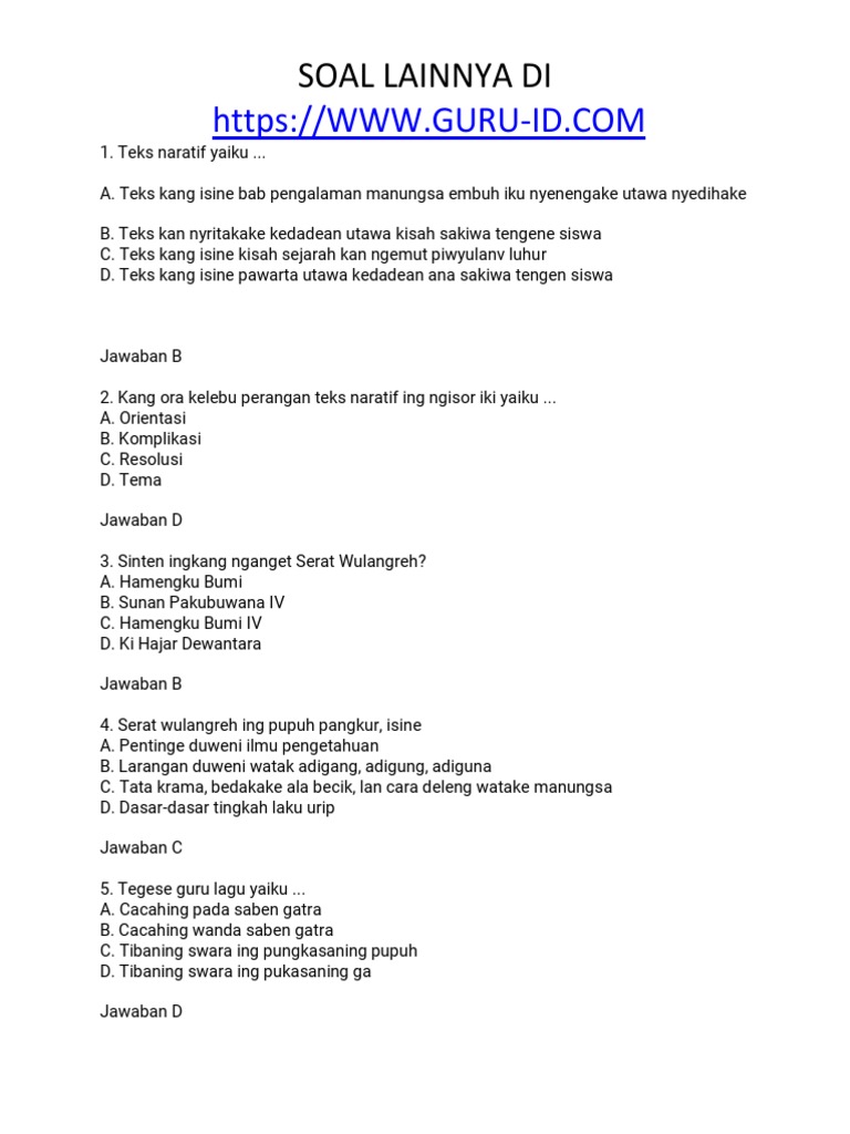 Rahasia Skor Sempurna Kerjakan Soal Bahasa Jawa Kelas 7 Semester 1 Ini Wajib Tahu Rahasia Skor Sempurna Kerjakan Soal Bahasa Jawa Kelas 7 Semester 1 Ini Wajib Tahu